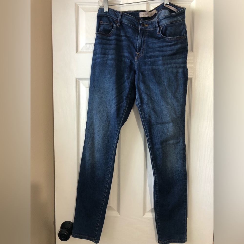 GUESS Women’s Power Curvy Mid-Rise Skinny Blue Jeans Pants